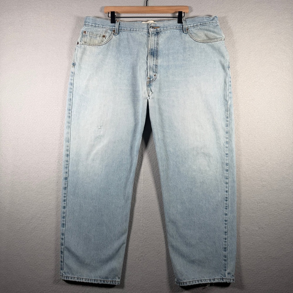 Levis 550 Relaxed Fit Tapered Leg Light Wash Blue Denim Jeans Mens 46x30